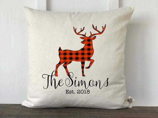 Buffalo Check Deer Silhouette Personalized Pillow Cover - Returning Grace Designs