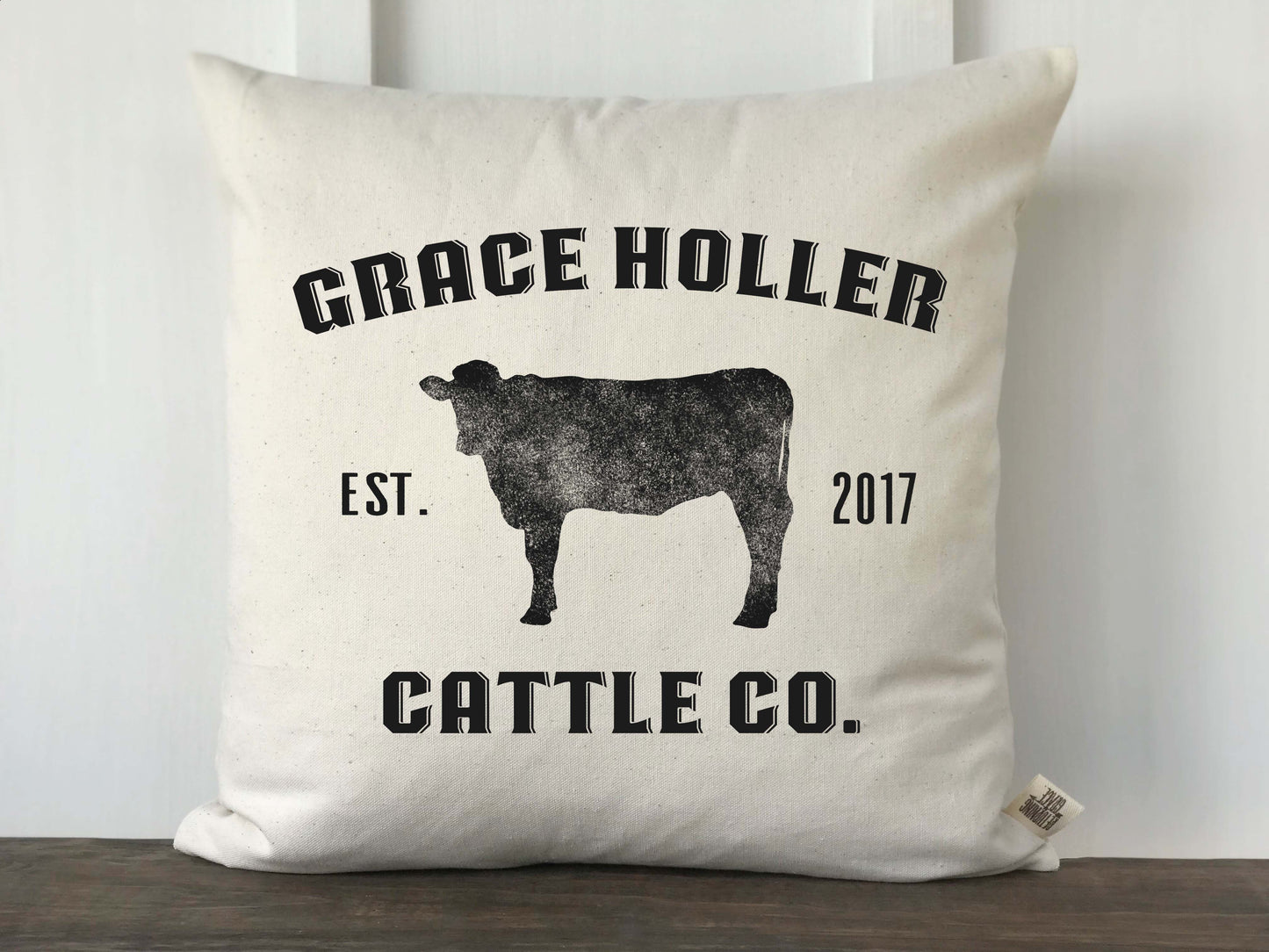 Collier Creek Cattle Company Personalized Farmhouse Pillow Cover - Returning Grace Designs