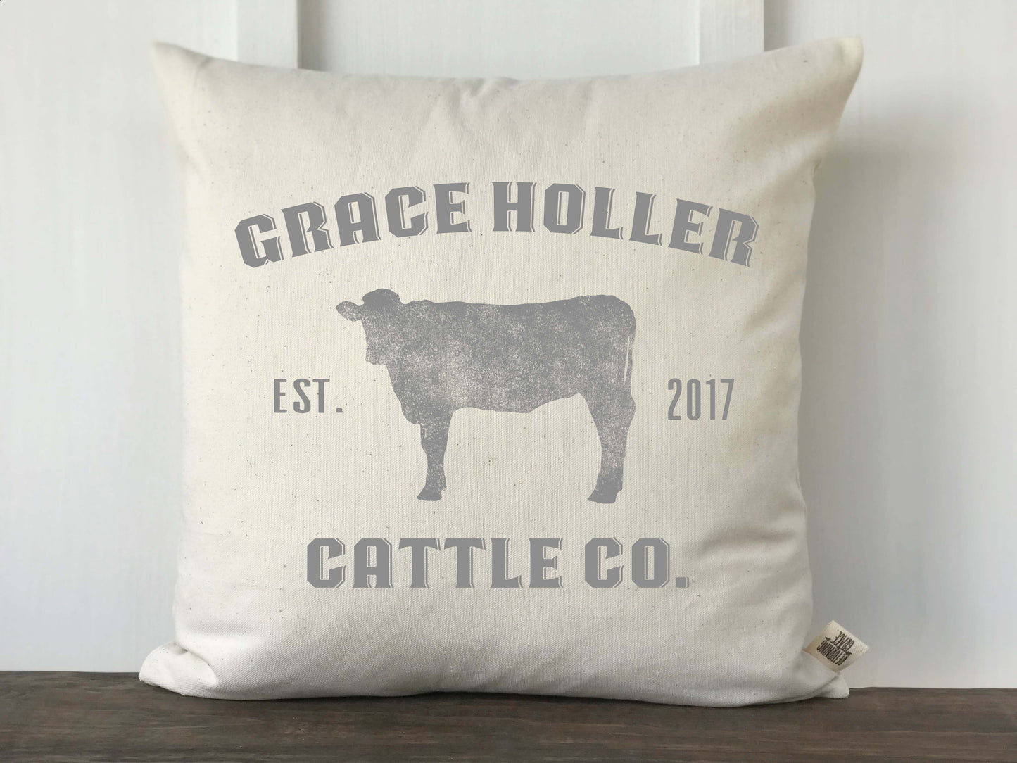 Collier Creek Cattle Company Personalized Farmhouse Pillow Cover - Returning Grace Designs
