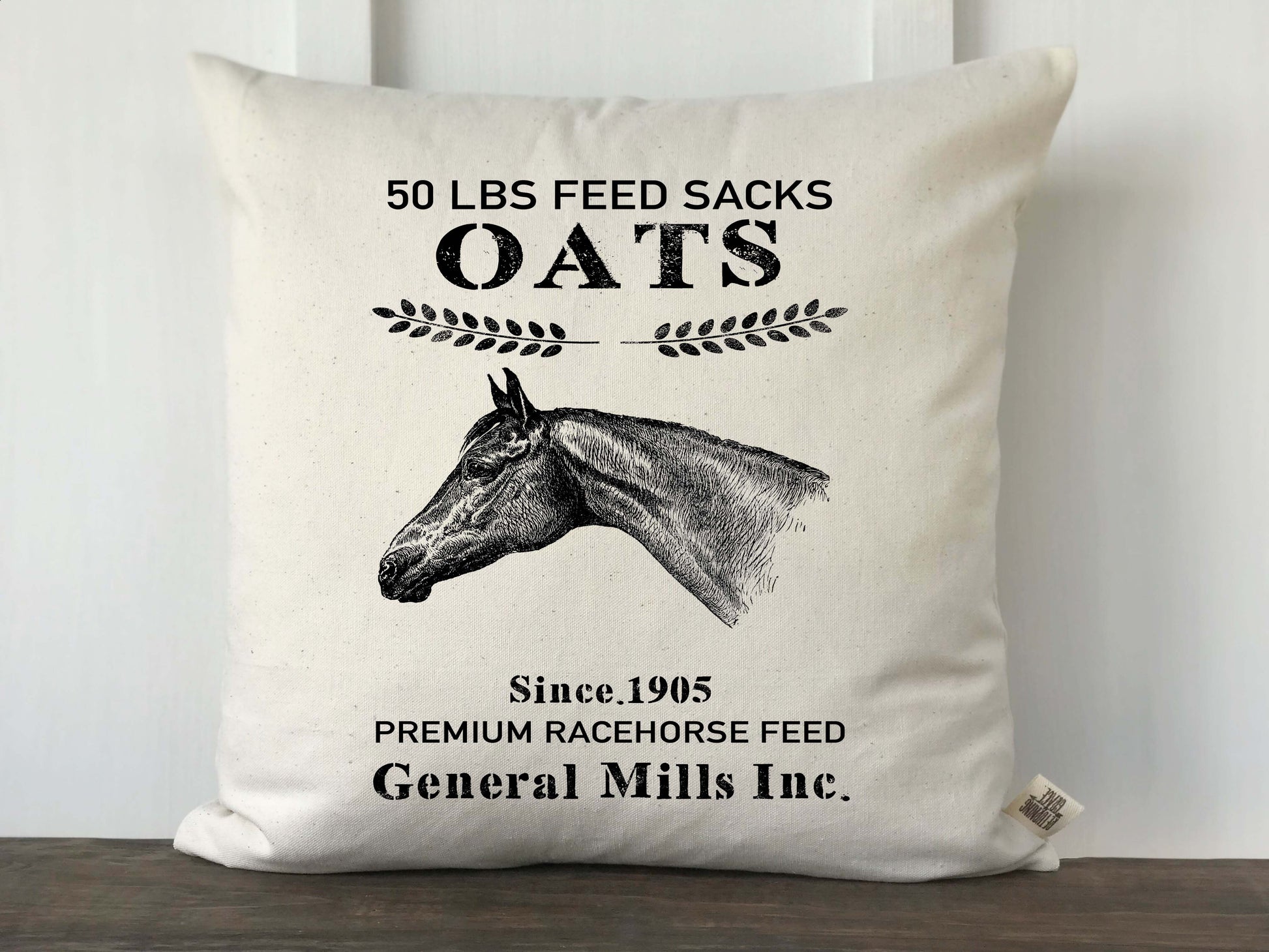 Horse Oats Feed Sack Pillow Cover - Returning Grace Designs
