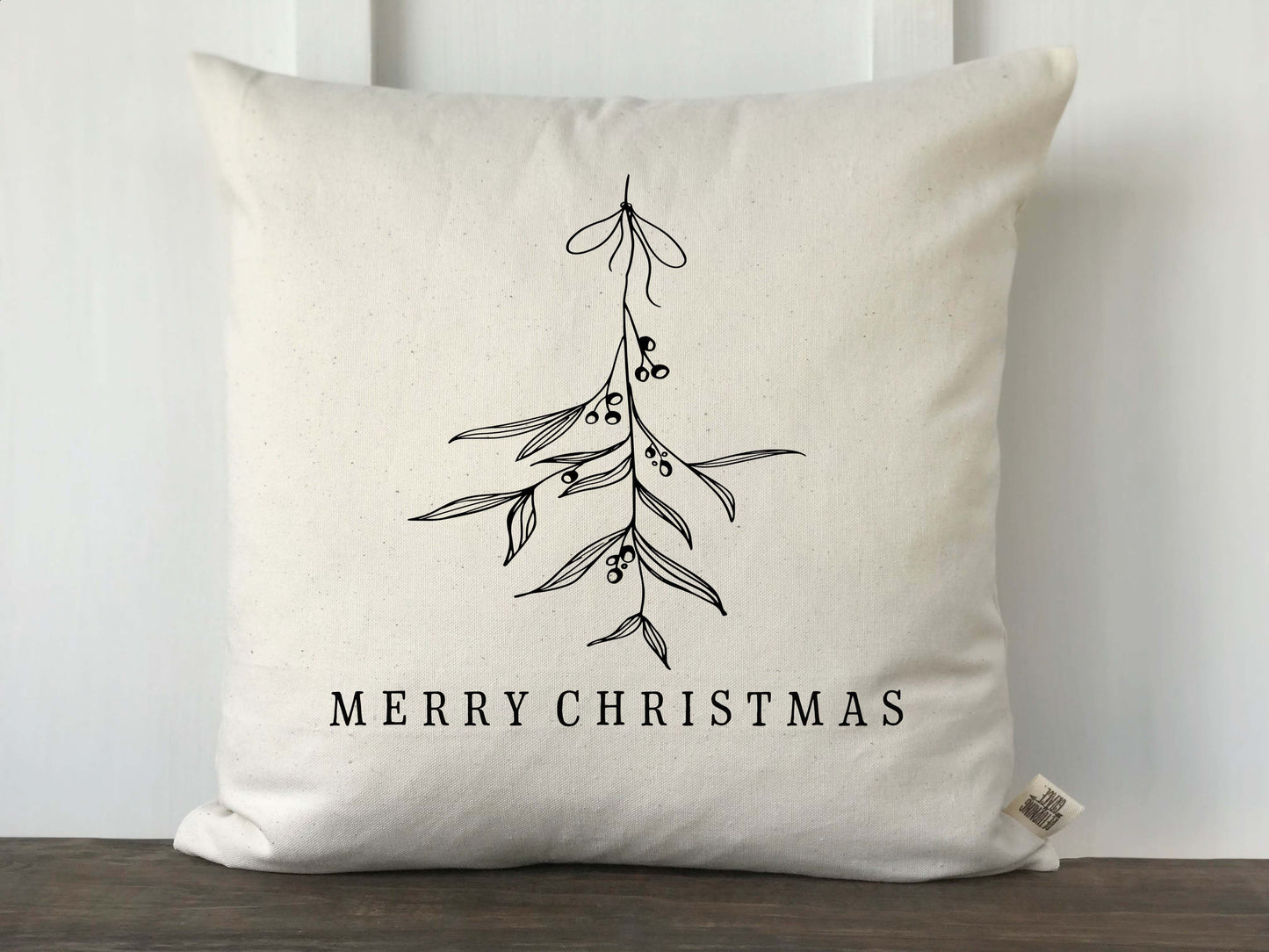 Merry Christmas Handrawn Mistletoe Pillow Cover - Returning Grace Designs