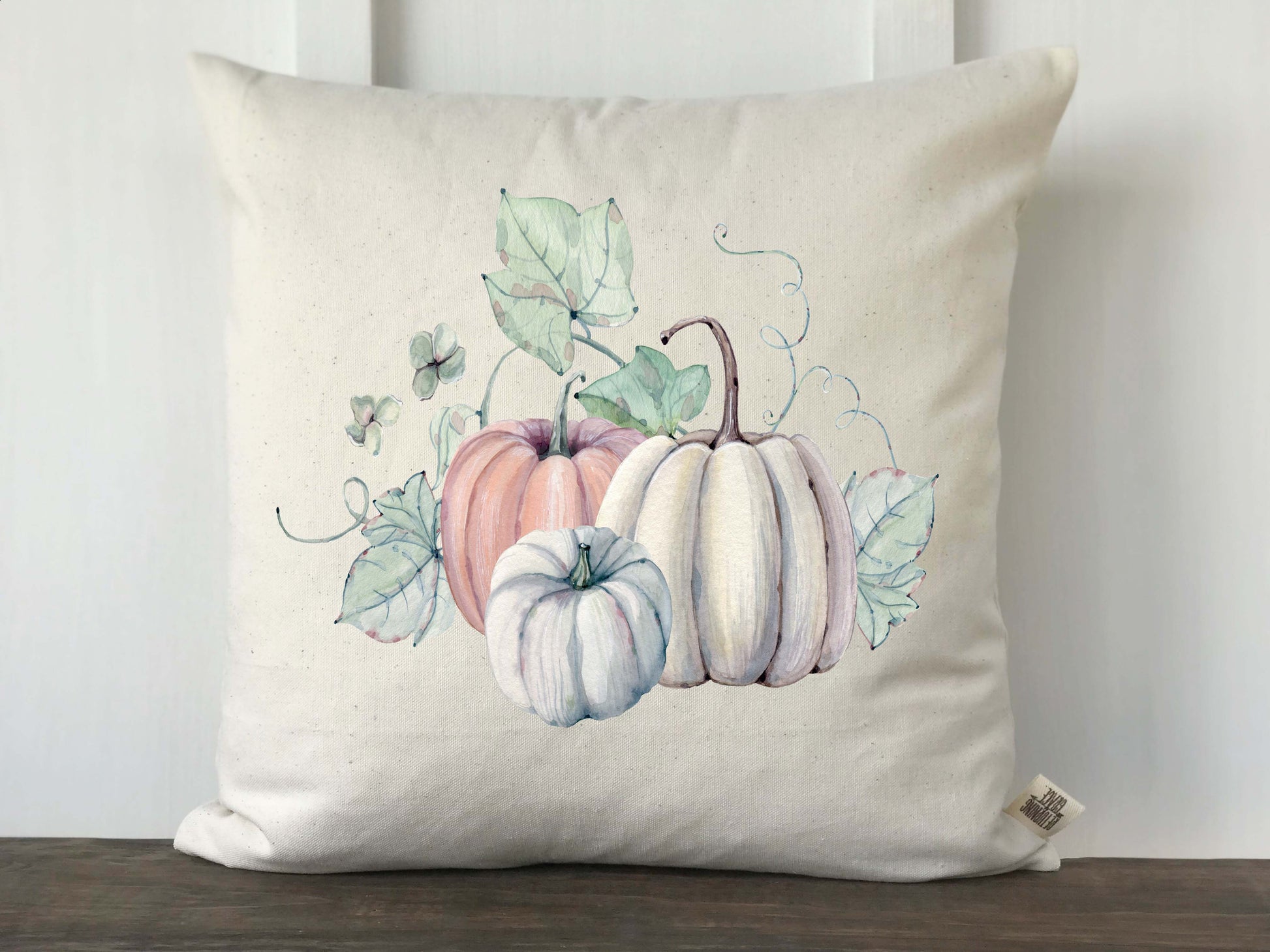 Pastel Pumpkin Trio Farmhouse Fall Pillow Cover - Returning Grace Designs