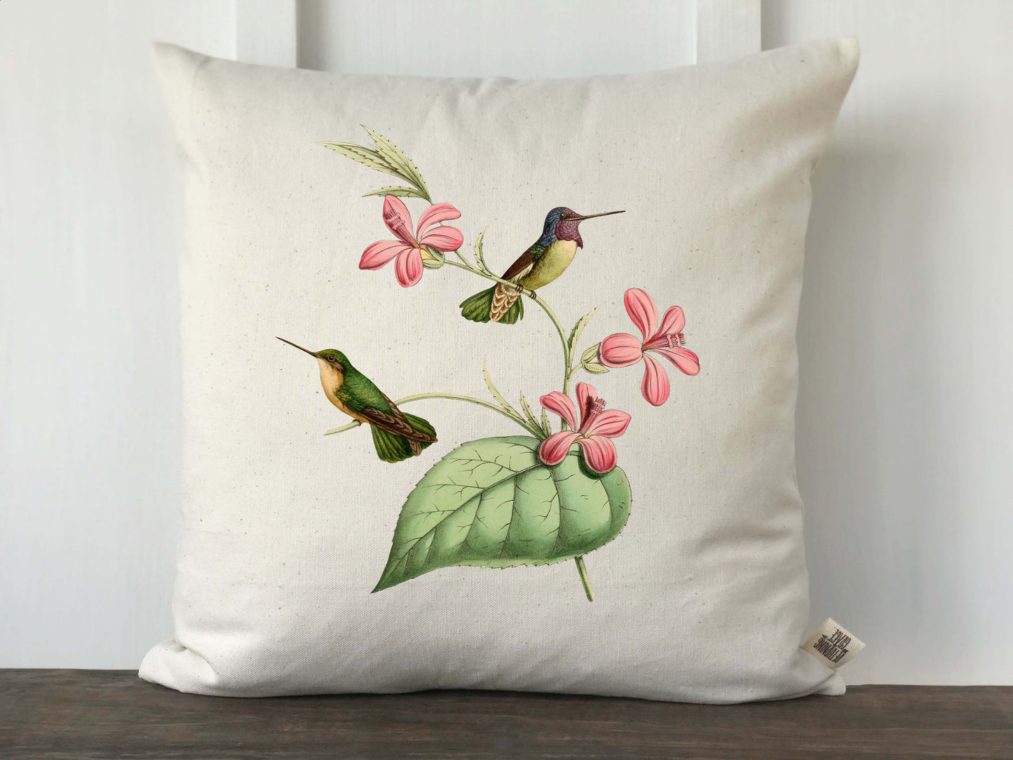 Hummingbird Vintage Print Pillow Cover - Returning Grace Designs