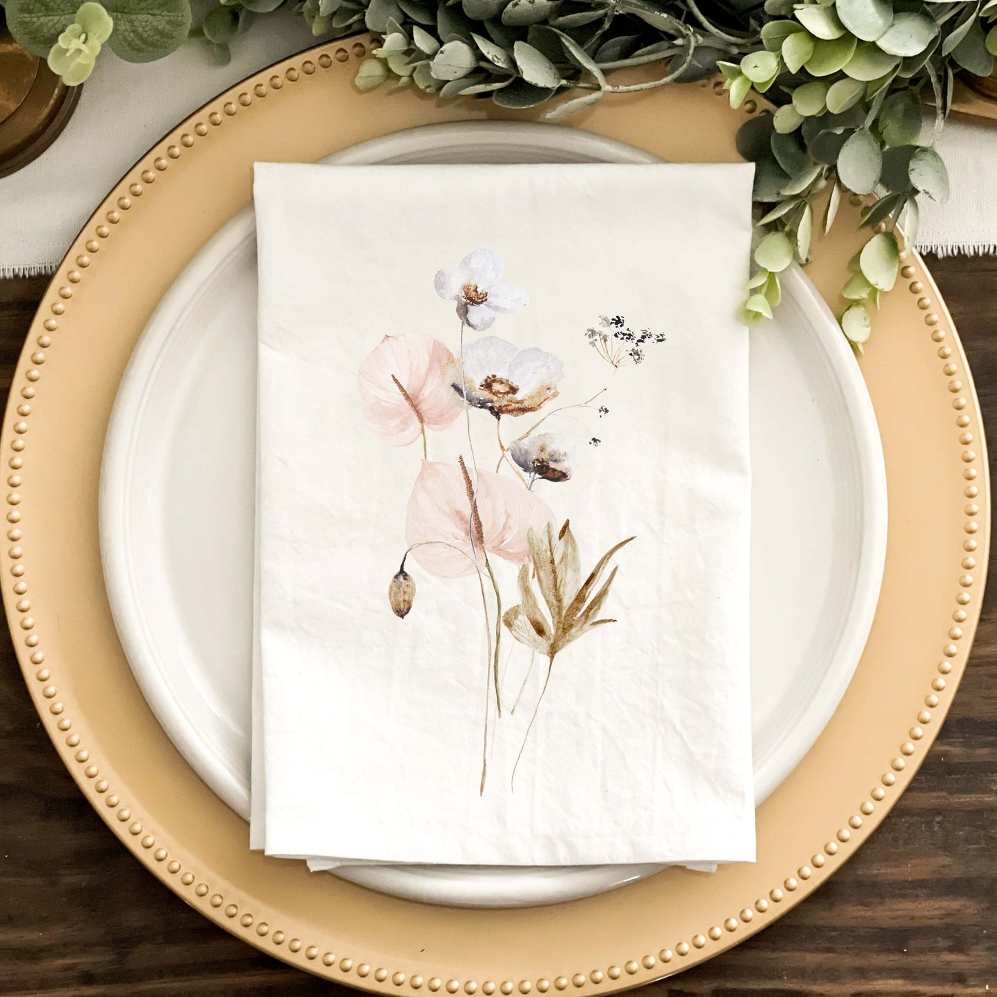Watercolor Wildflower Pink and Navy Napkins