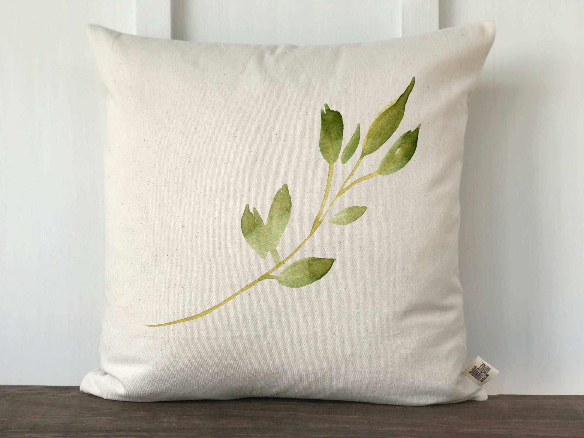 Watercolor Leaf Branch Pillow Cover - Returning Grace Designs