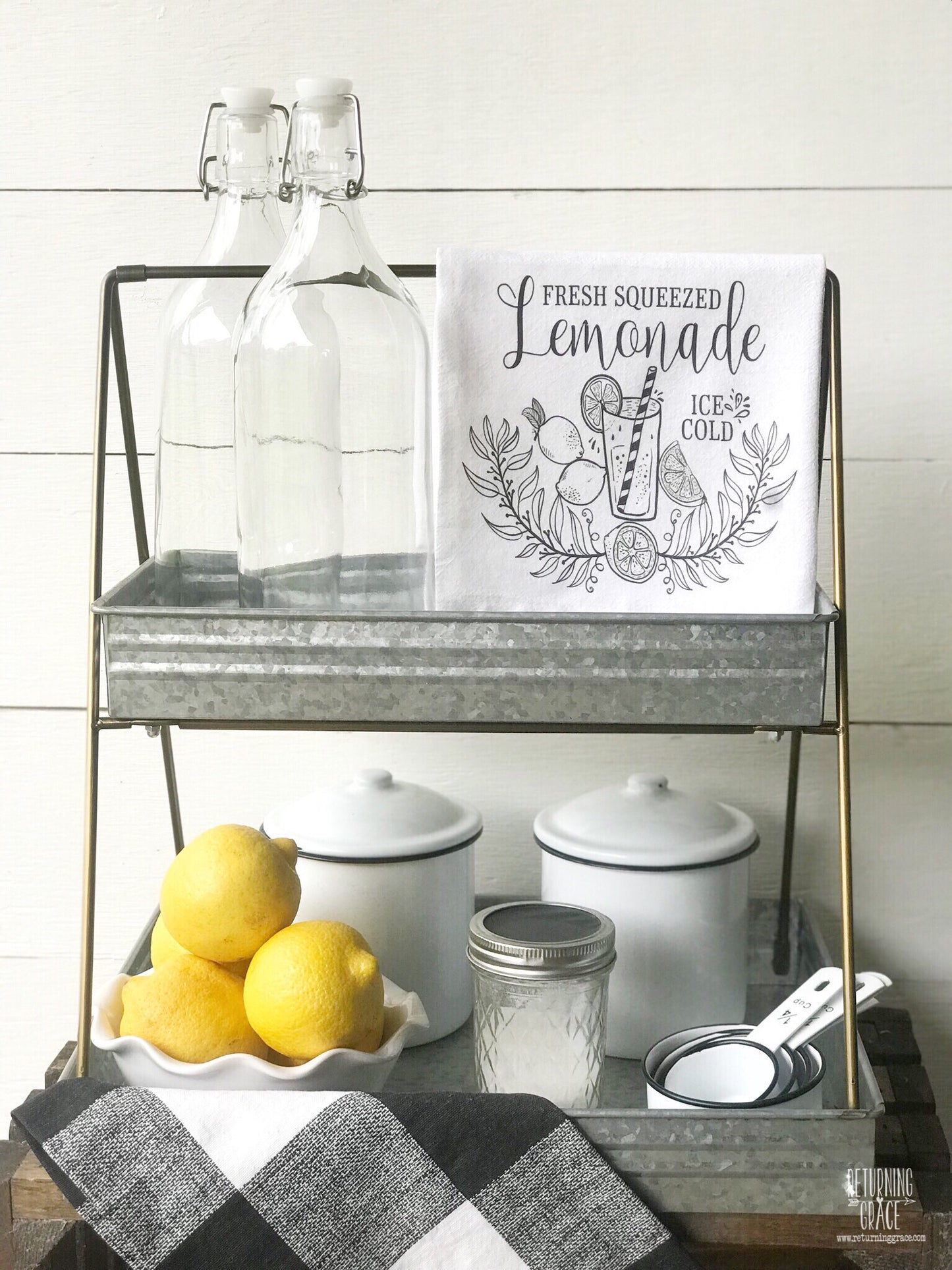 Fresh Squeezed Lemonade Flour Sack Tea Towel - Returning Grace Designs